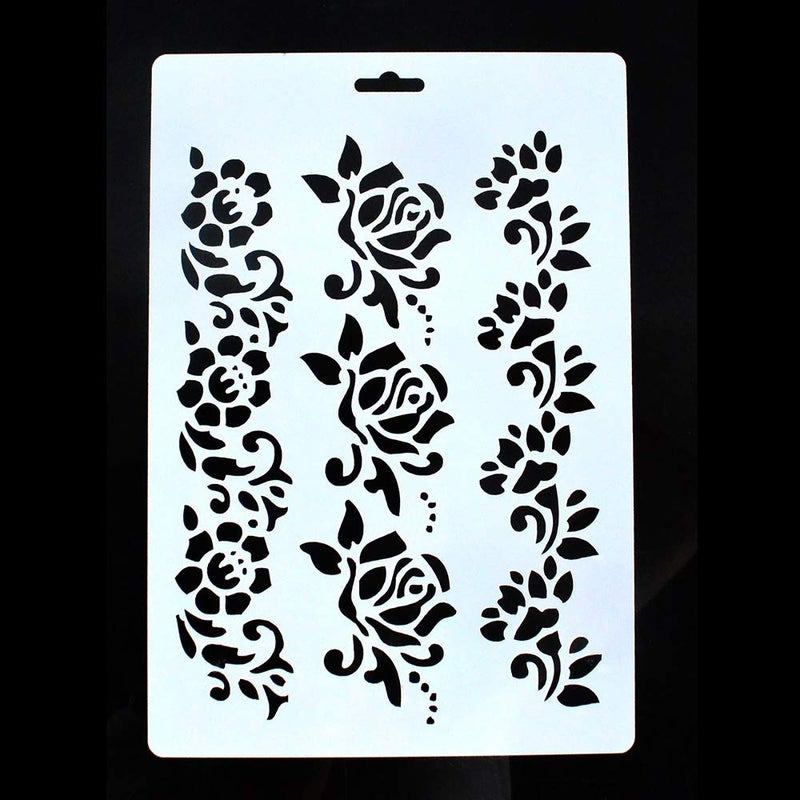 SLGIFT DIY Decorative Stencil Template for Painting on Walls Furniture Crafts (Rose Flower) - Image 2